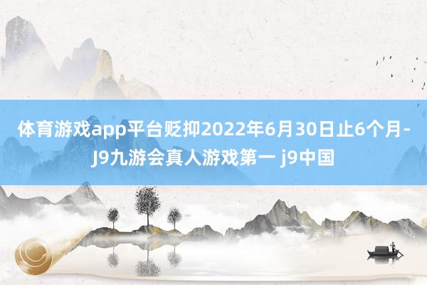 体育游戏app平台贬抑2022年6月30日止6个月-J9九游会真人游戏第一 j9中国