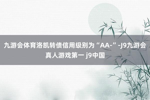 九游会体育洛凯转债信用级别为“AA-”-J9九游会真人游戏第一 j9中国